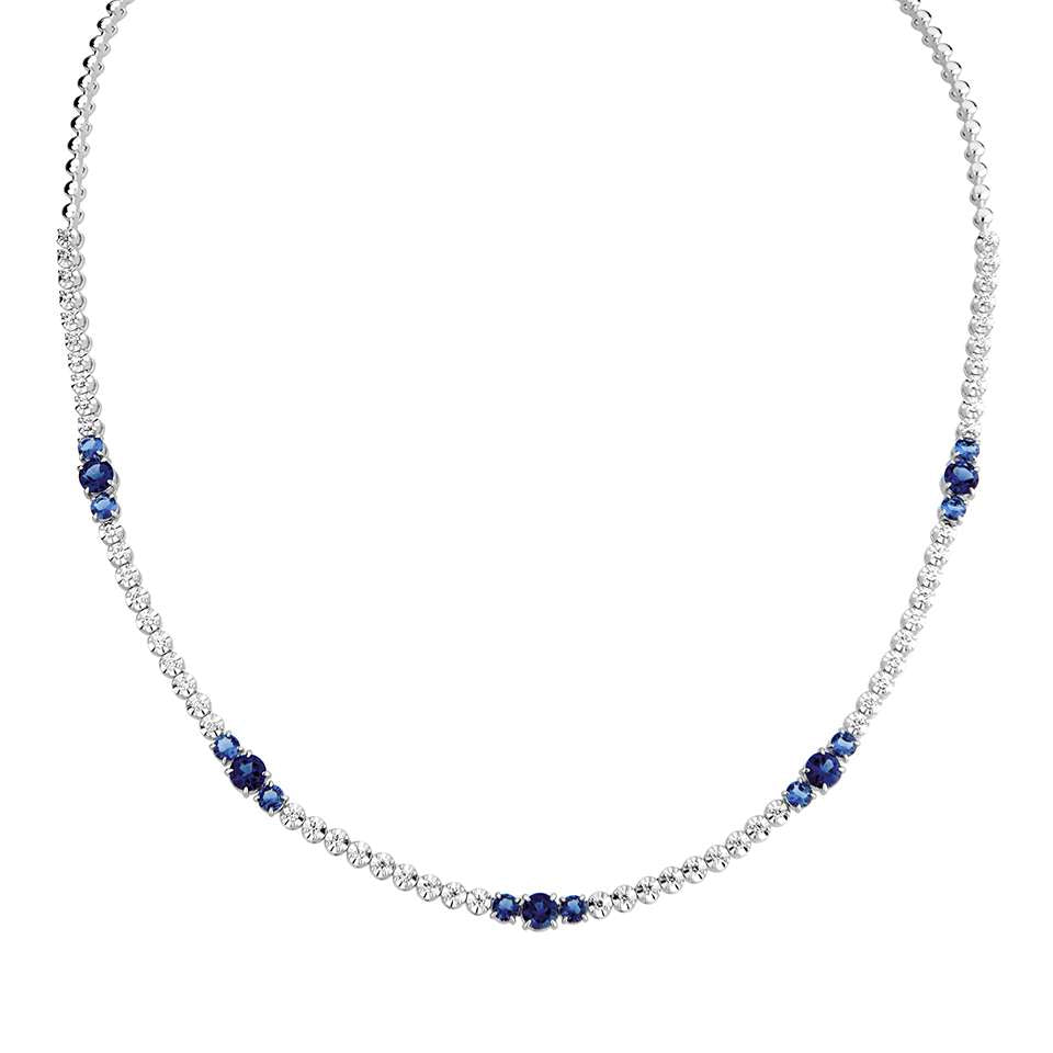 18ct White Gold Trilogy Sapphire & Diamond Tennis Set
