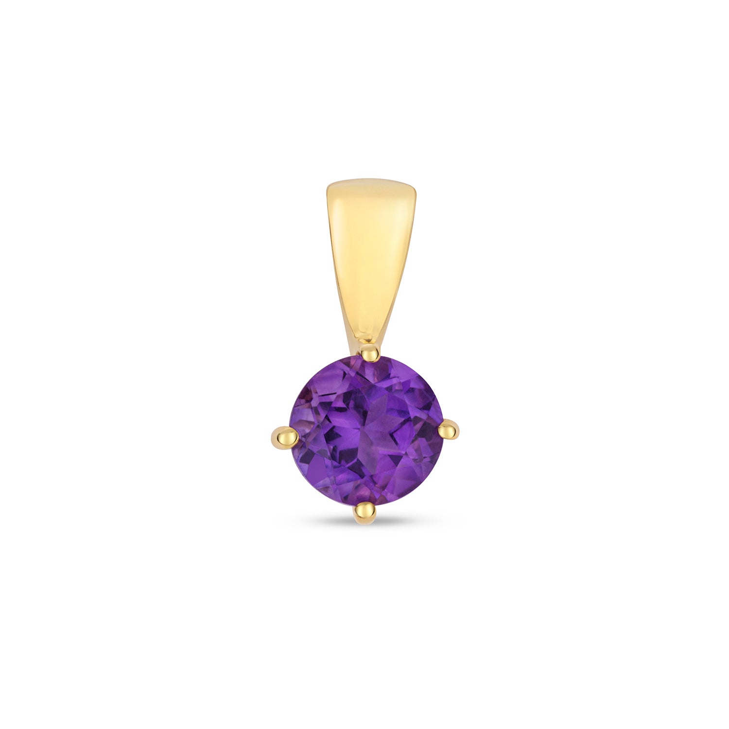 Round Amethyst Pendant - 9ct Yellow Gold