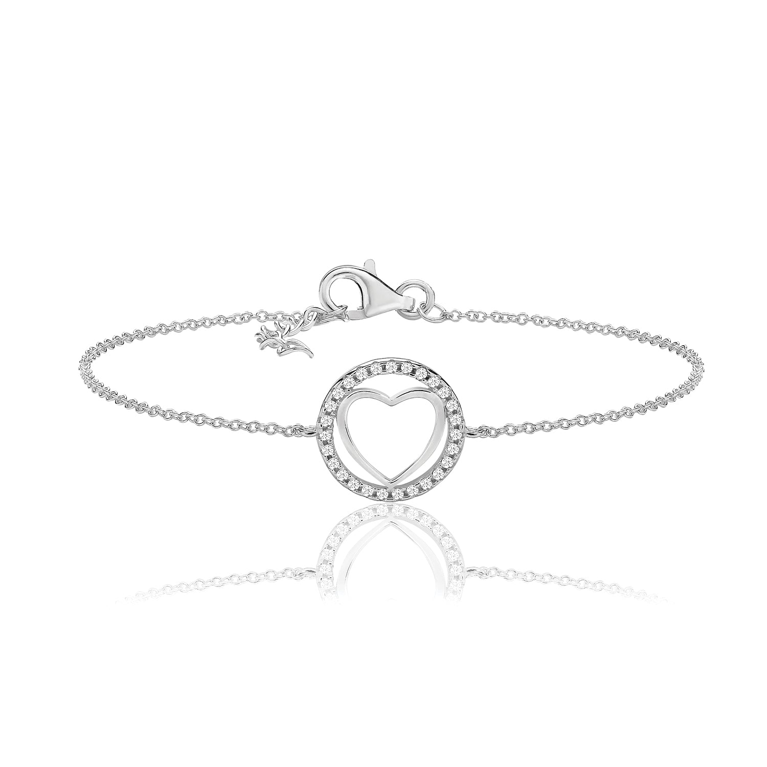 Halo Heart Cubic Zirconia Bracelet