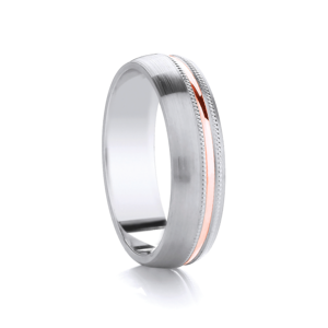 Offcentre Two Tone Ring with Milgrain Edge