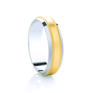 Two Tone Ring with Brushed Centre and Milgrain Edges