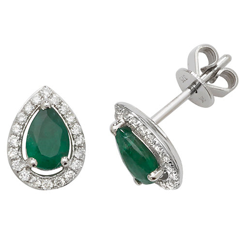 Emerald and Diamond Stud Earrings