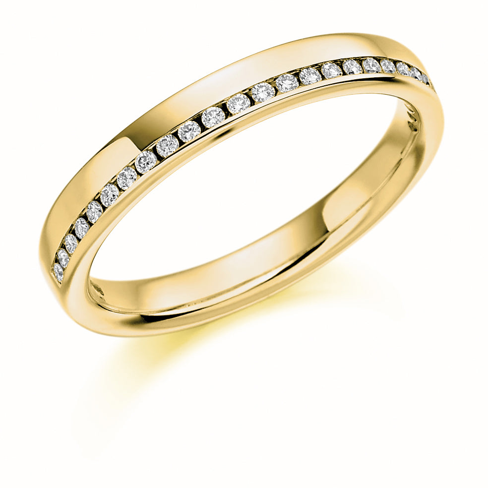 Offset Channel Set Round Diamond Ring