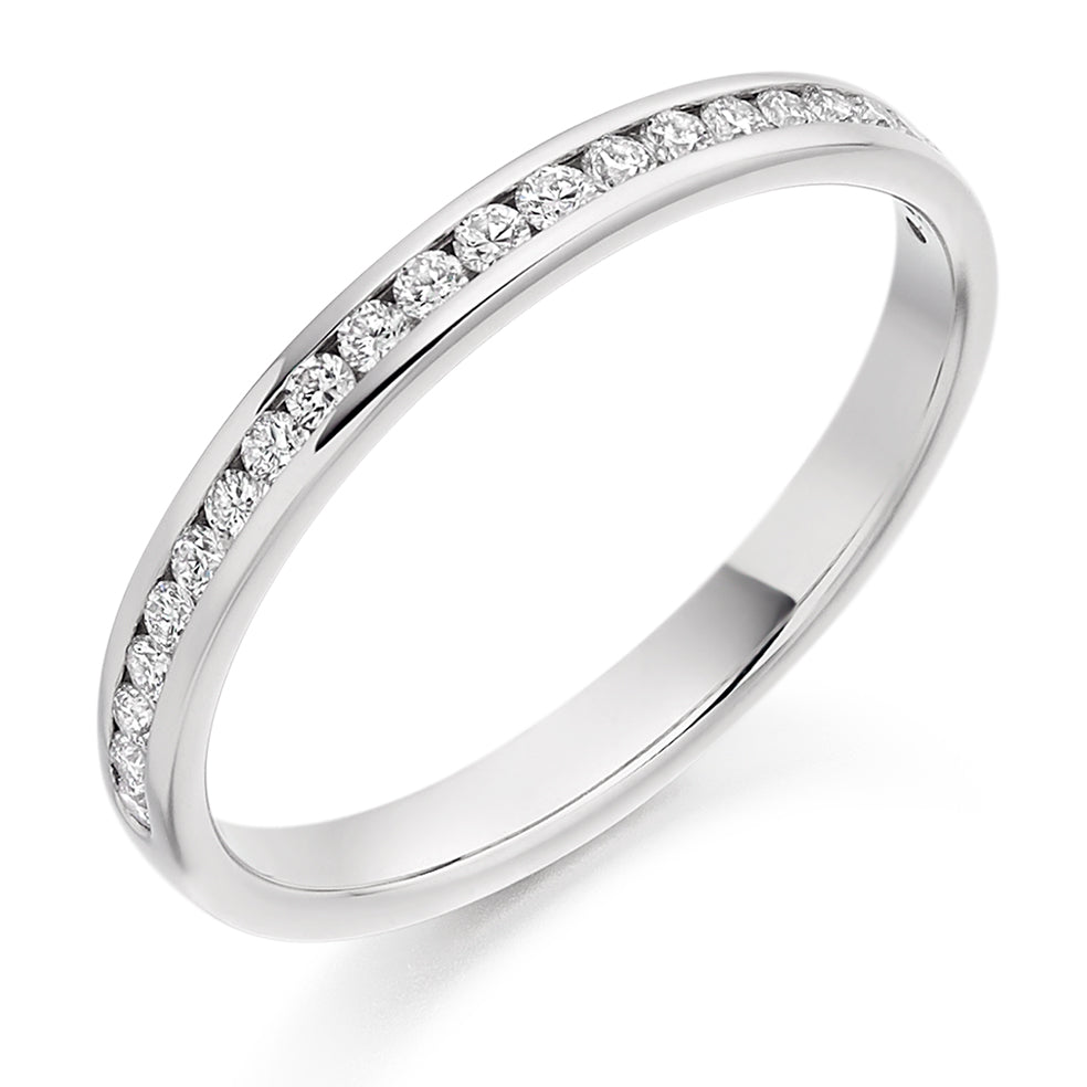 Half Channel Set Round Diamond Ring