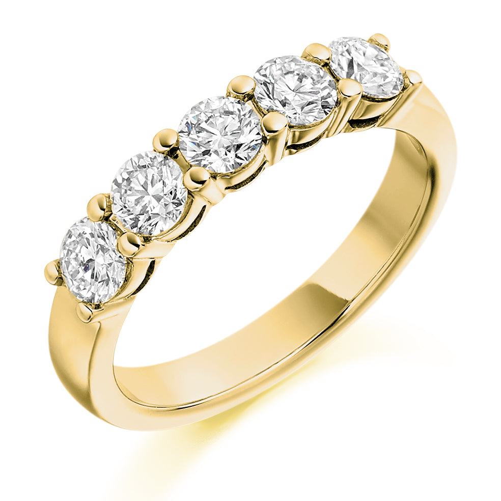 Five Stone Claw Set Round Diamond Ring