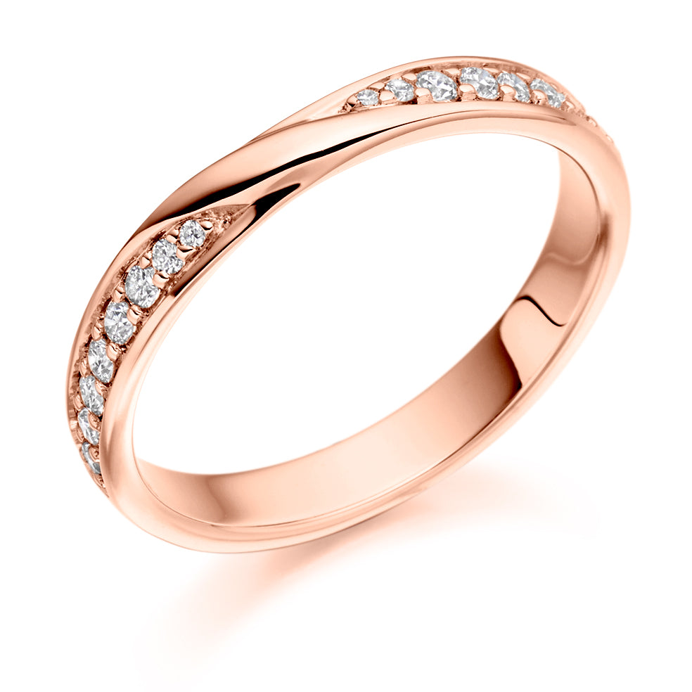 Grain Set Ribbon Twist Diamond Ring