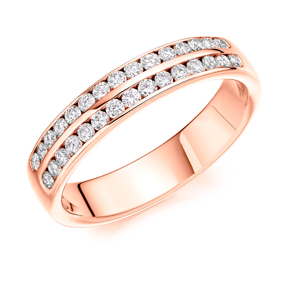 Channel Set Double Row Round Diamond Ring