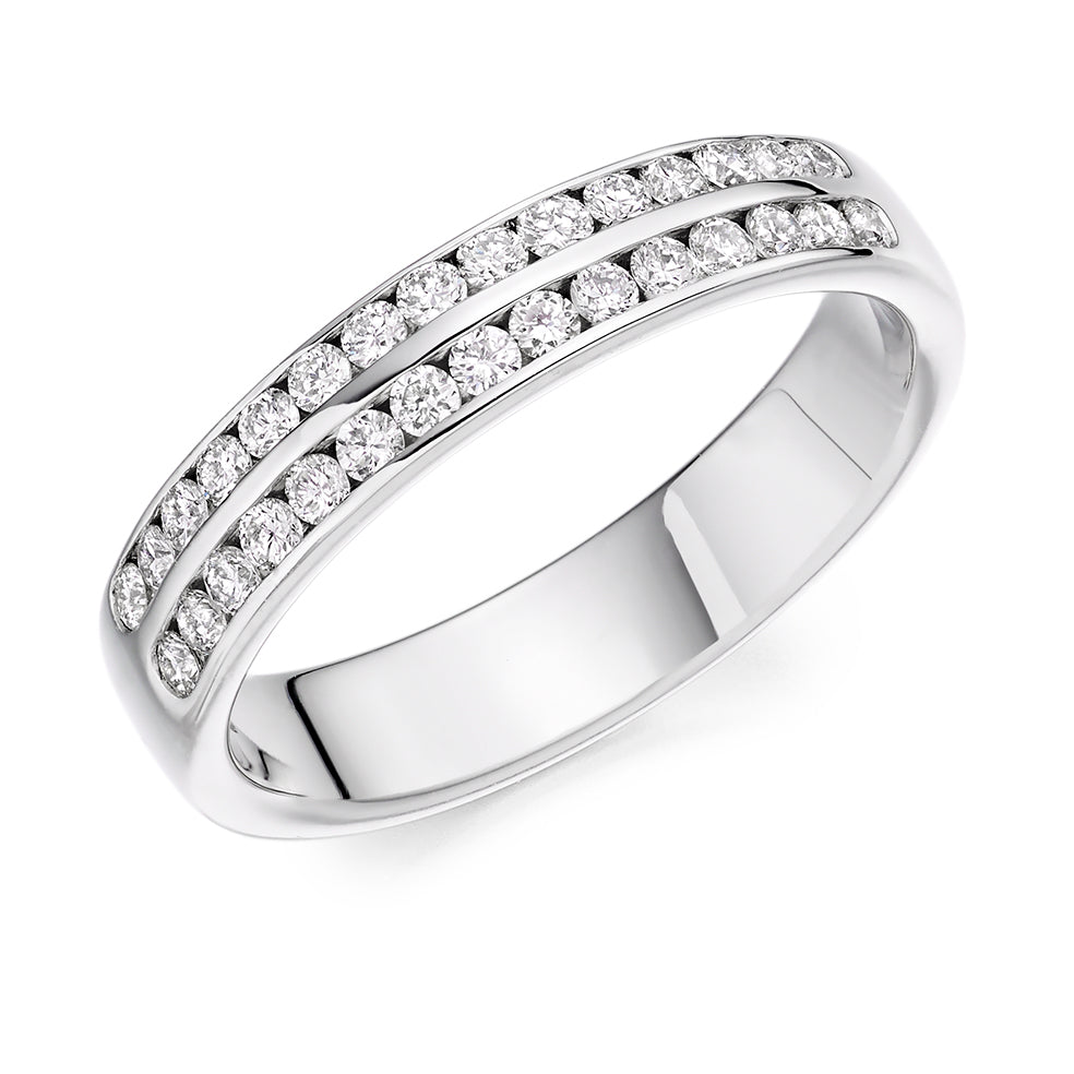 Channel Set Double Row Round Diamond Ring