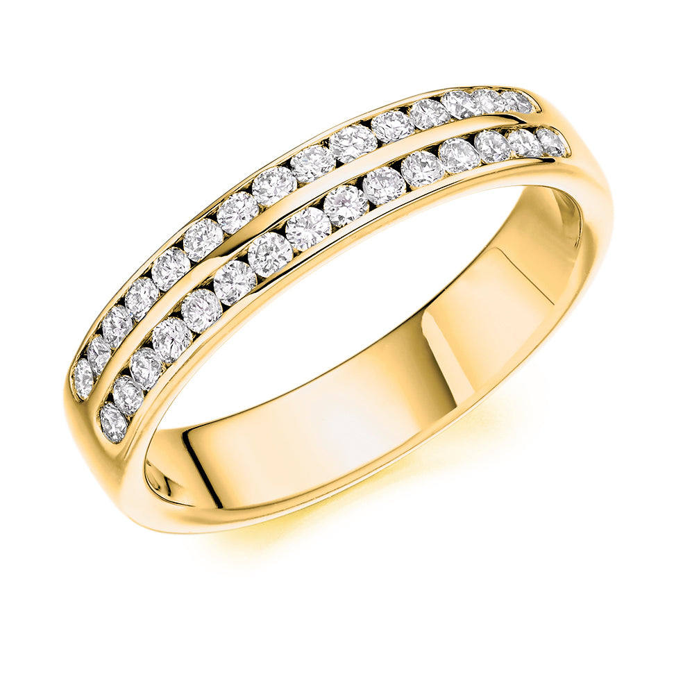 Channel Set Double Row Round Diamond Ring