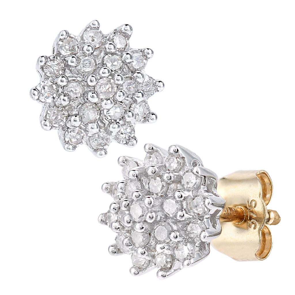 Simplicity Round Flower Shaped Claw Set Diamond Cluster Stud
