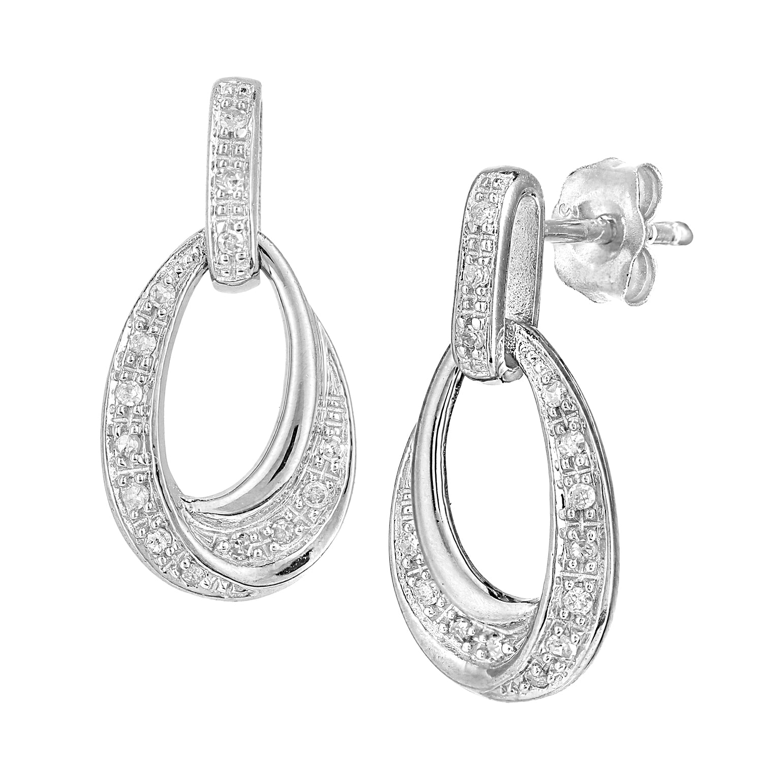 Simplicity White Gold Oval Diamond Set Twisted Dropper