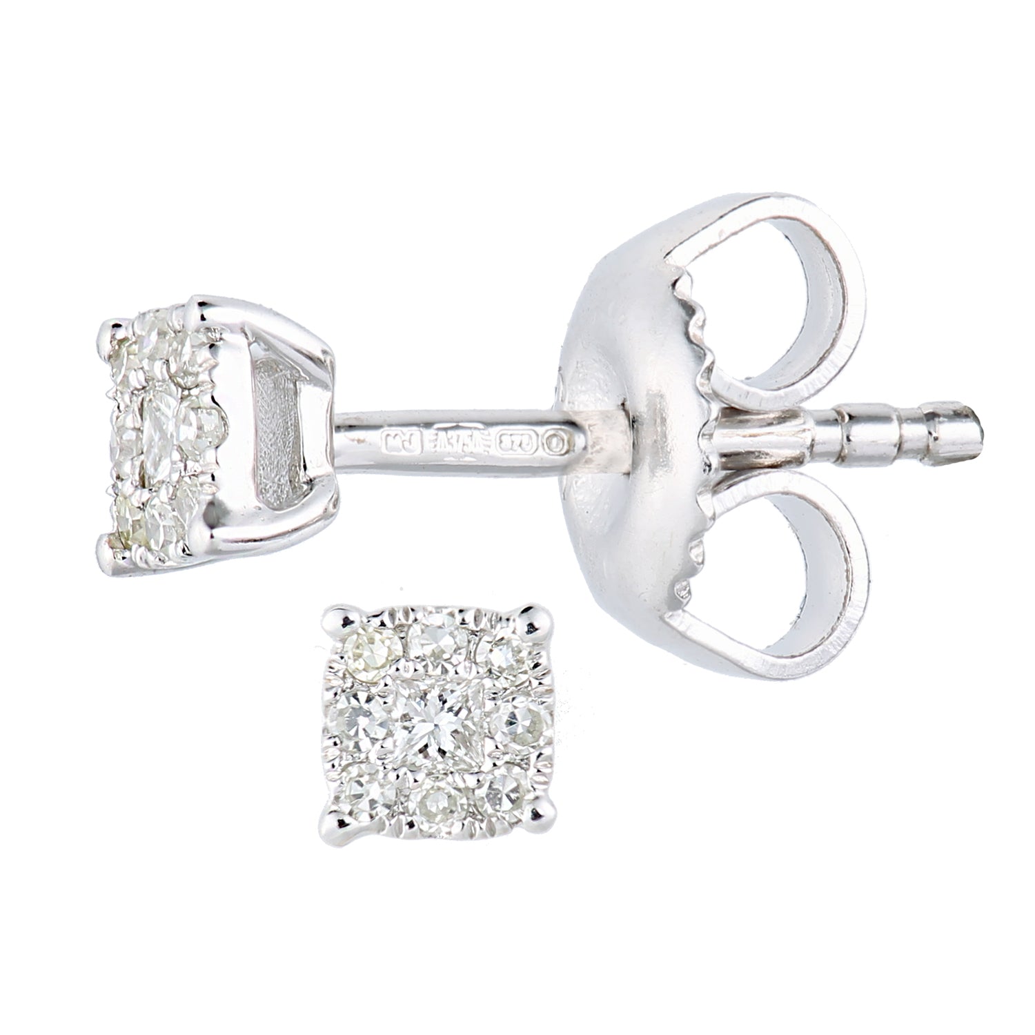 Simplicity White Gold Round Shaped Diamond Cluster Stud
